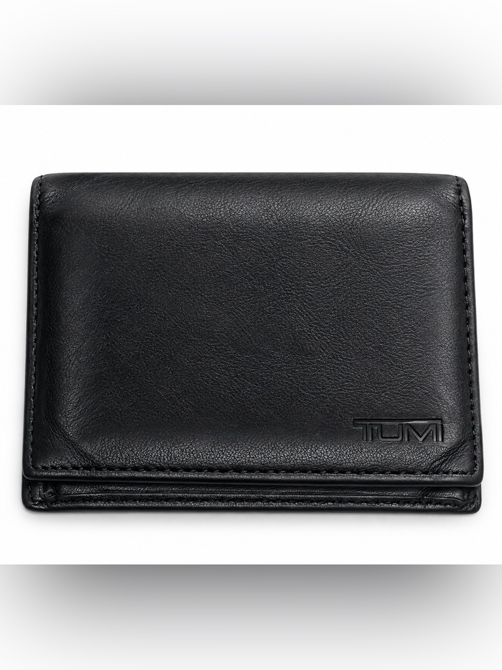 TUMI Mens Black Leather Card Case Wallet ID Window Slim Bifold 4x3